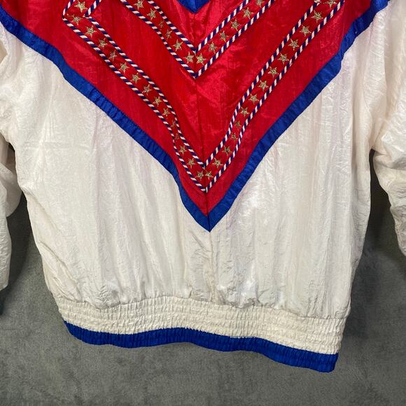 Vintage Track Jacket Small Zip Up Patriotic USA Nautical Coastal 80s - Picture 8 of 14